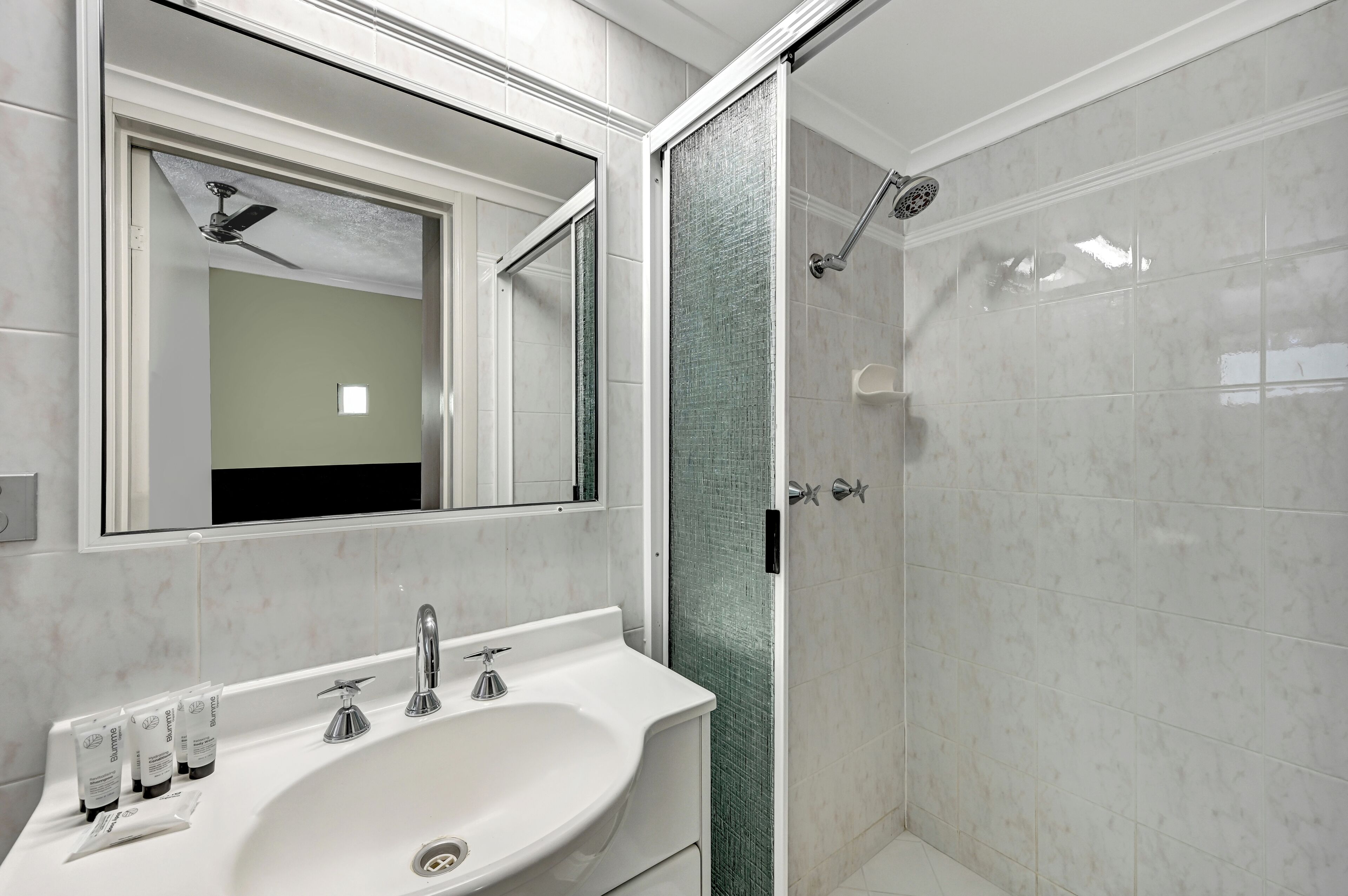 free toiletries, hair dryer, towels