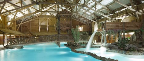 Indoor pool, open 10:00 AM to 6:00 PM, sun loungers