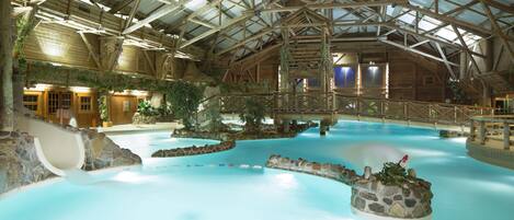 Indoor pool, open 9:00 AM to 10:00 PM, sun loungers