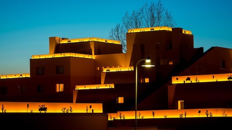 Front of property – evening/night. Disney Hotel Santa Fe