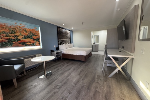 Standard Studio | Premium bedding, down comforters, desk, blackout drapes