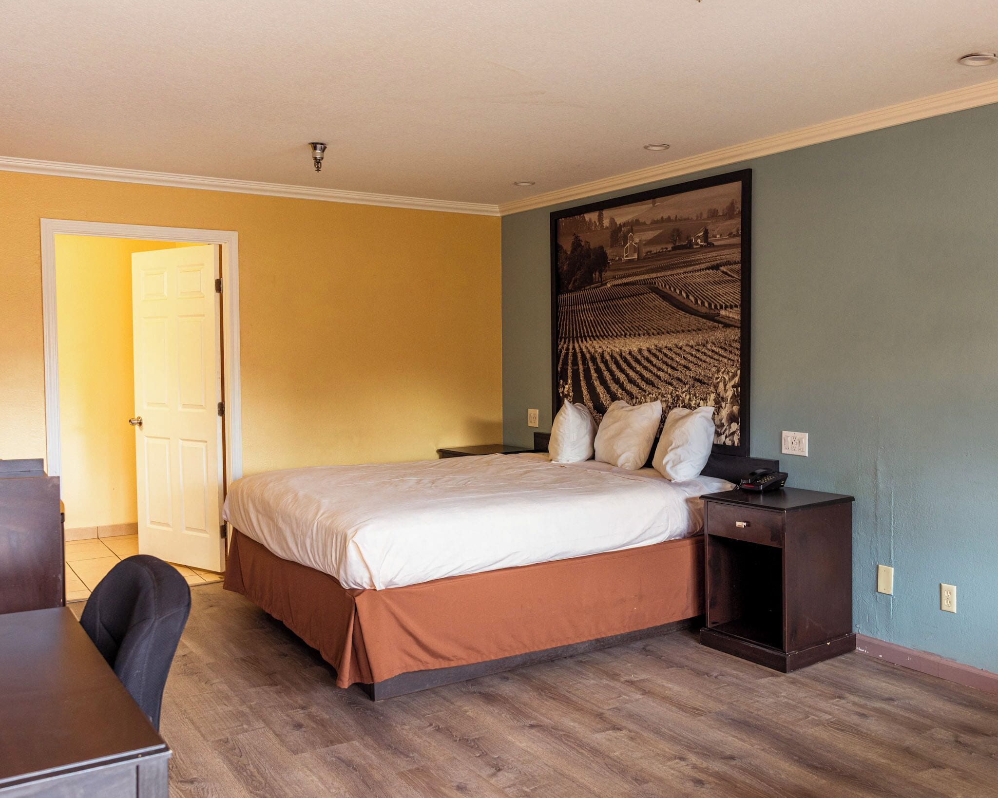 Premium bedding, down duvets, desk, blackout curtains