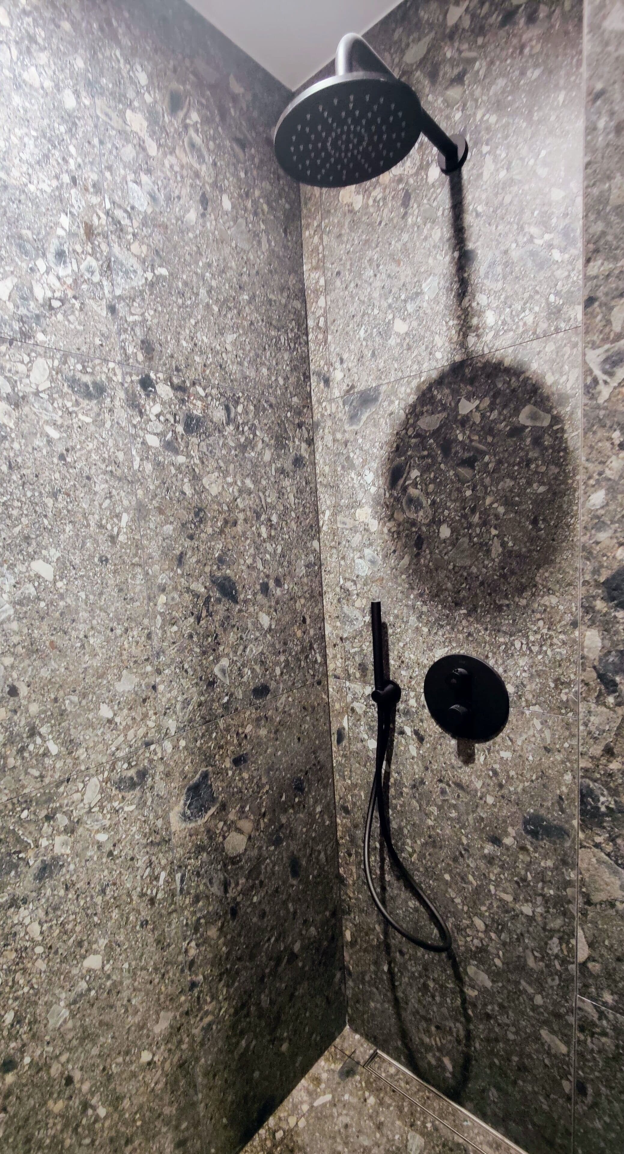 sky double room | bathroom | shower, hair dryer, towels, soap