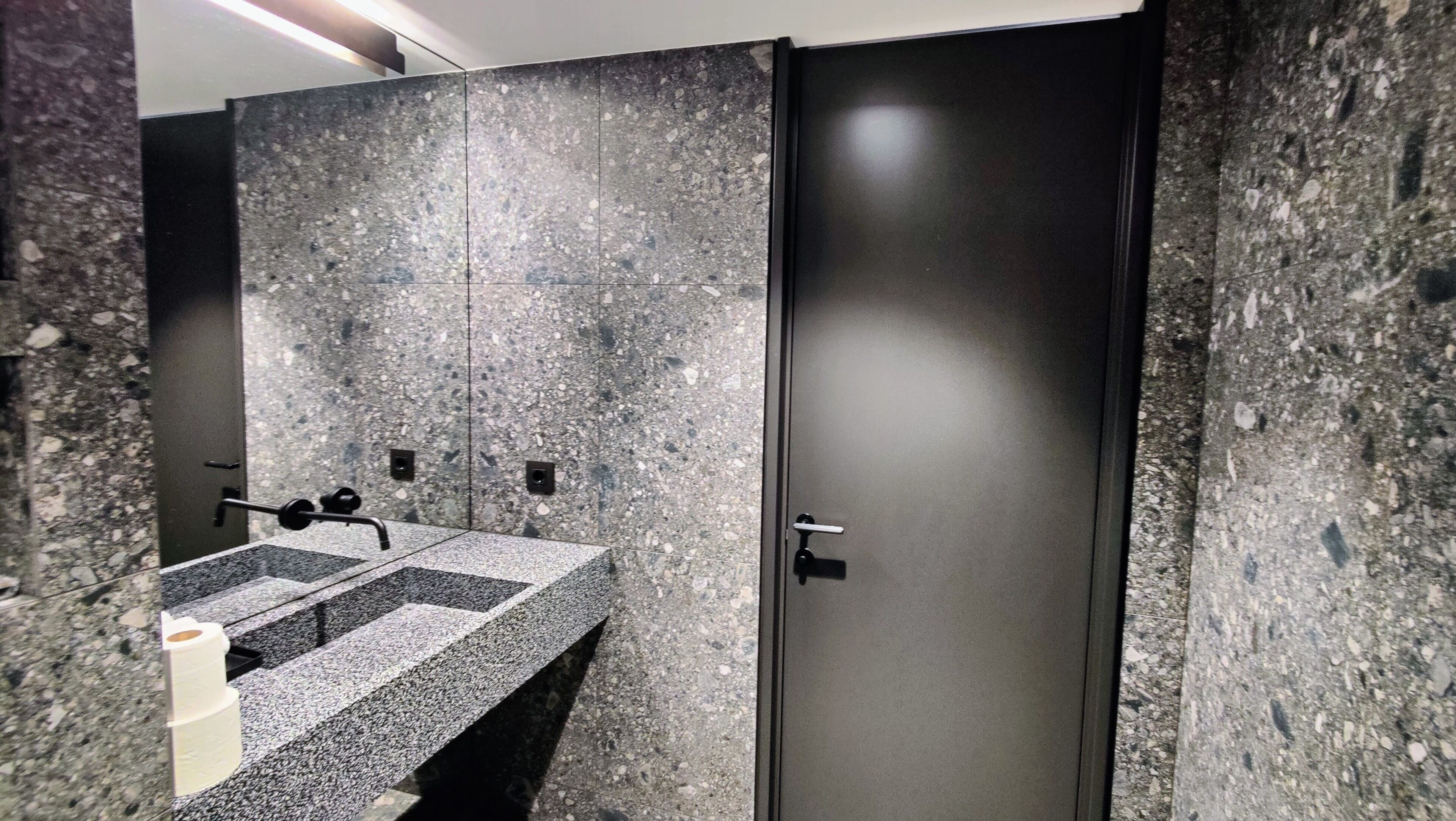 sky double room | bathroom | shower, hair dryer, towels, soap