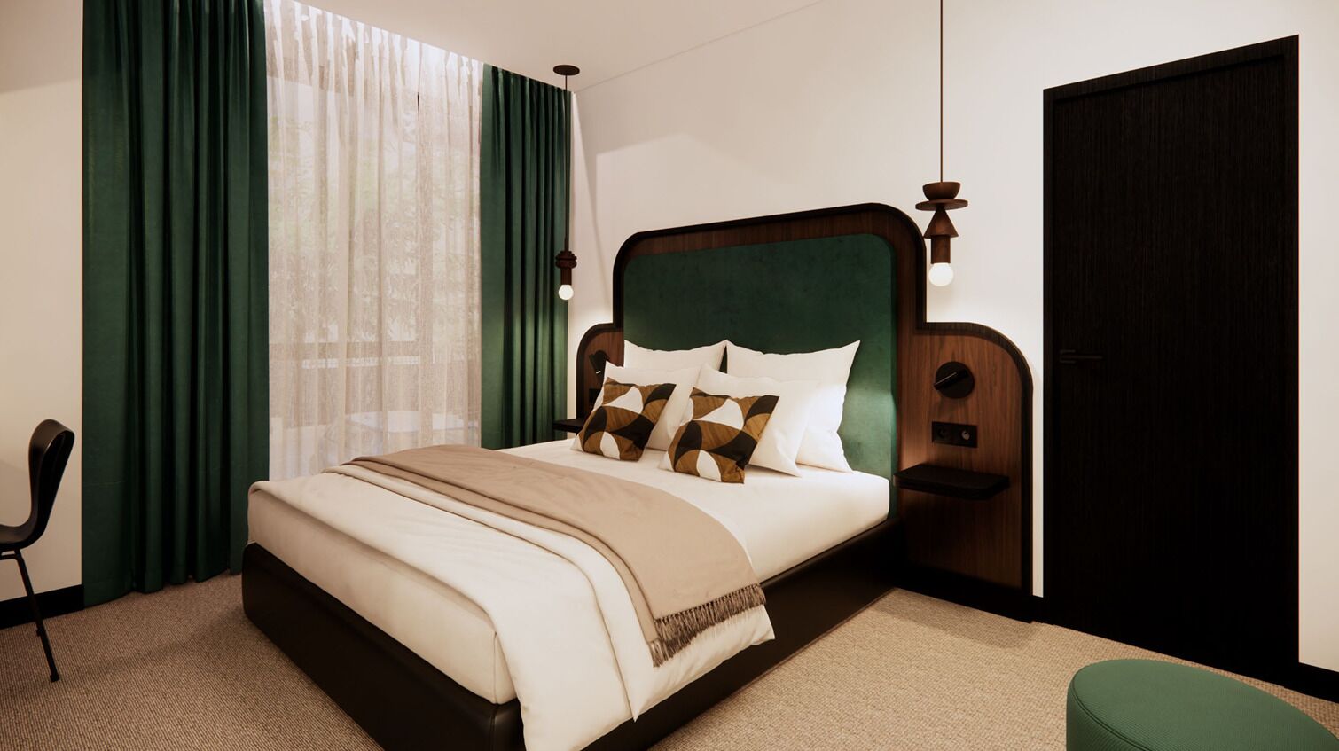 Comfort tweepersoonskamer | Luxe beddengoed, een kluis op de kamer, een bureau, een laptopwerkplek