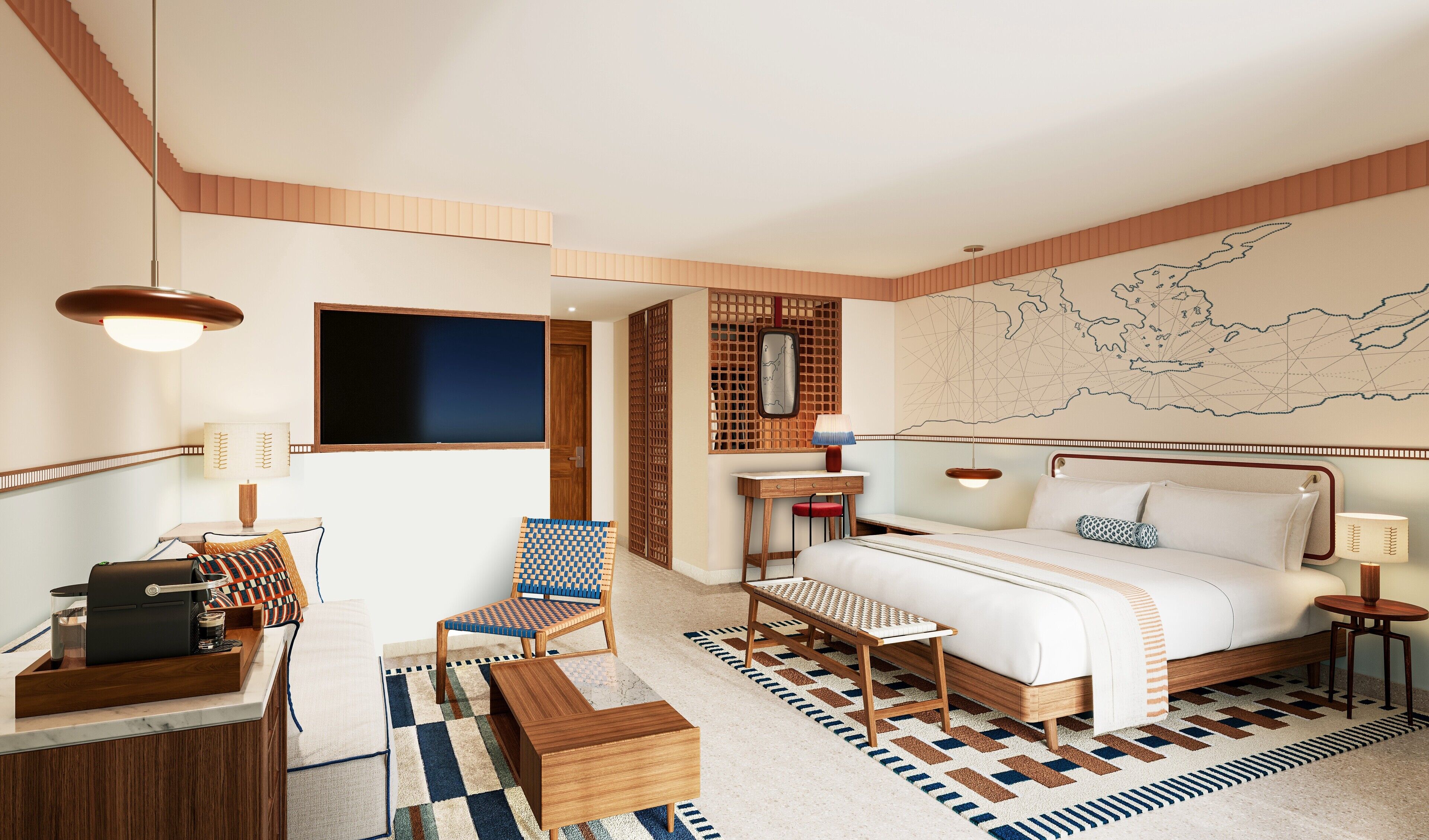 Minibar, safe på rommet, skrivebord og lydisolert