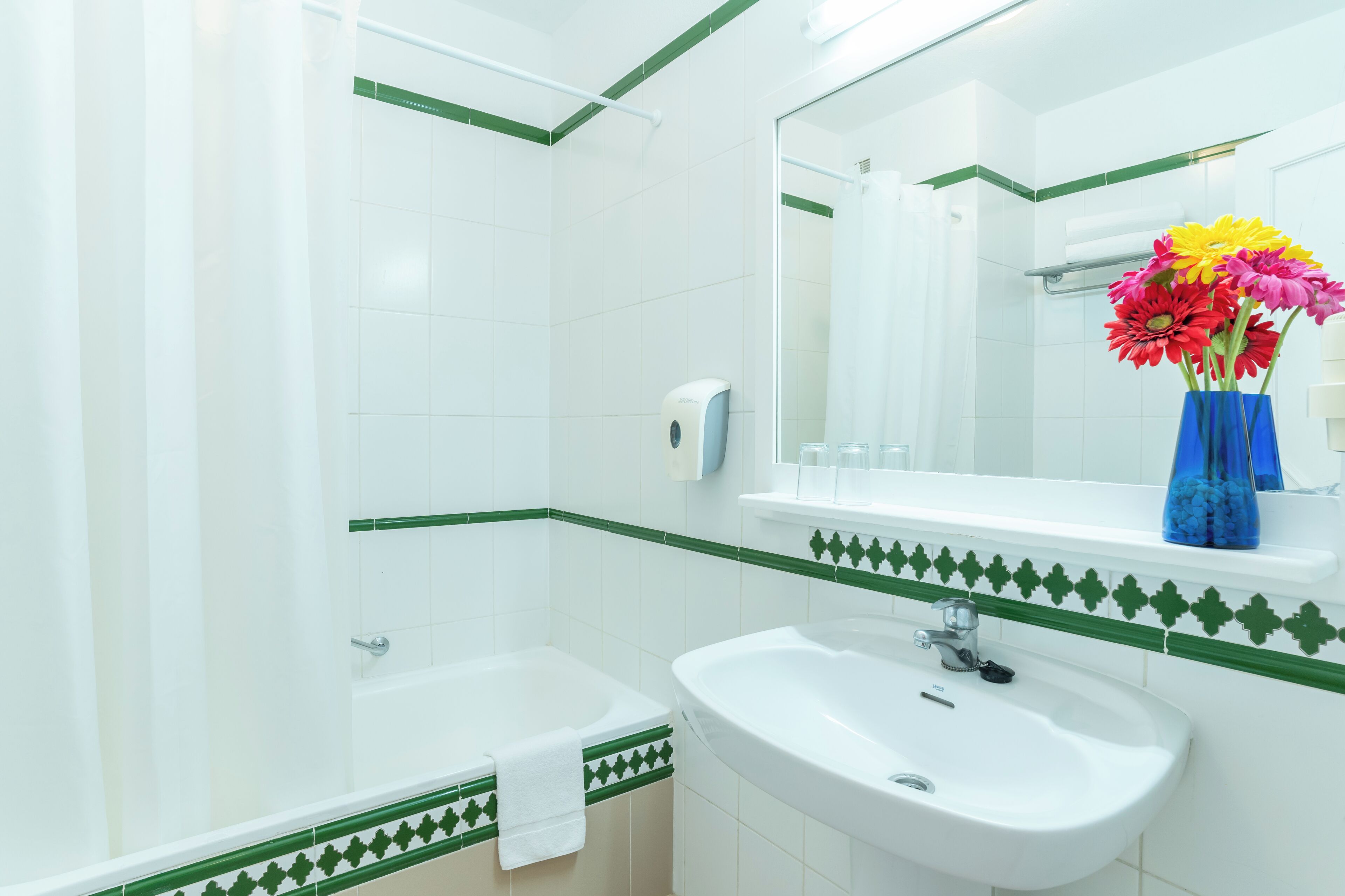 bathtub, hair dryer, bidet, towels