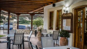 Breakfast, lunch, dinner served; Greek cuisine, pool views