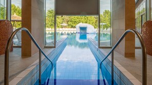 6 indoor pools, seasonal outdoor pool, pool umbrellas, sun loungers