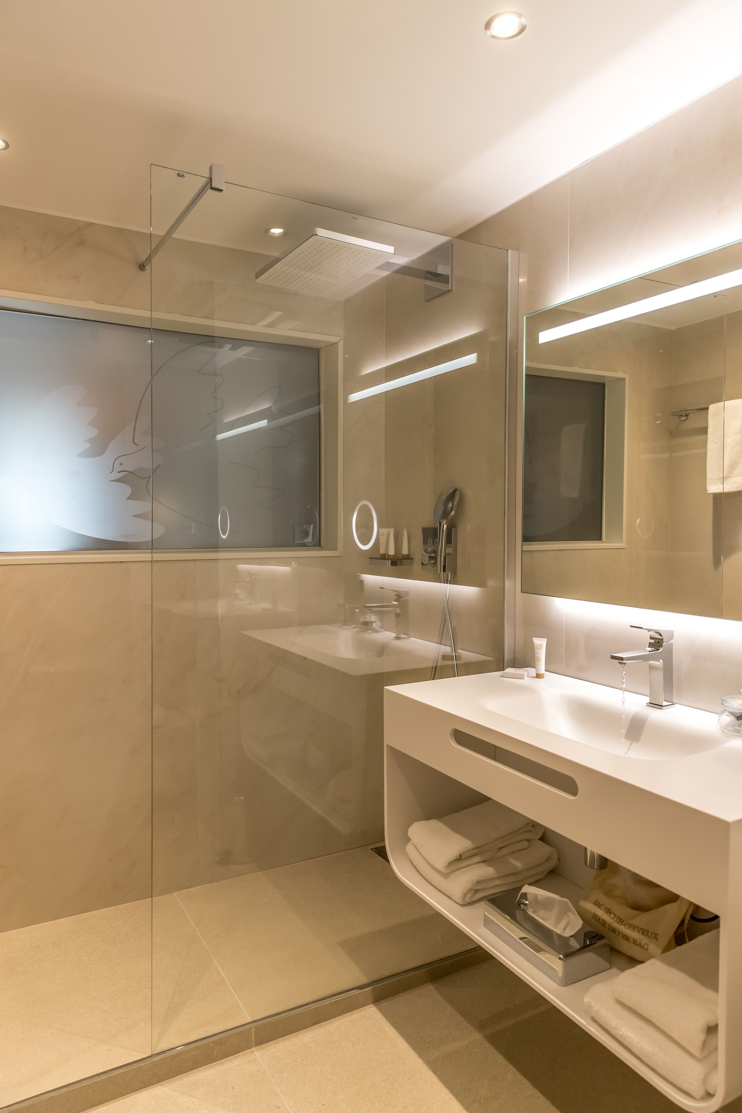 free toiletries, hair dryer, bathrobes, towels