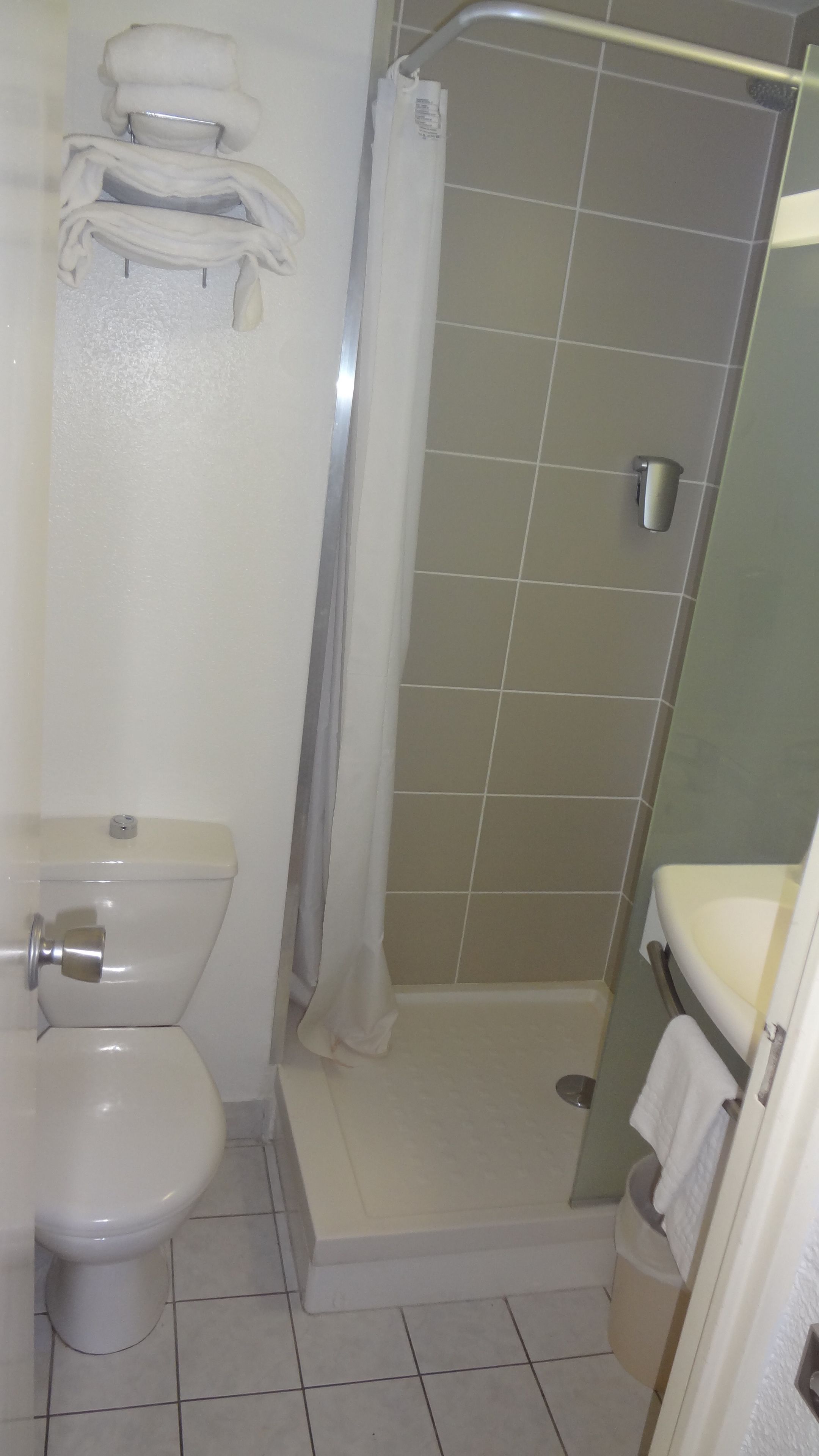 Un baño con inodoro, ducha y lavabo.
