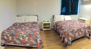 Room, 2 Double Beds, Non Smoking | Blackout drapes, iron/ironing board, free WiFi, bed sheets