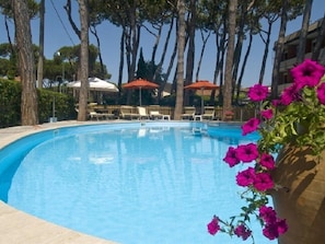 Outdoor pool, pool umbrellas, sun loungers - Hotel le Pleiadi (Forte dei Marmi)
