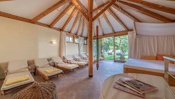 Sauna, hot tub, steam room, body treatments, hot stone massages