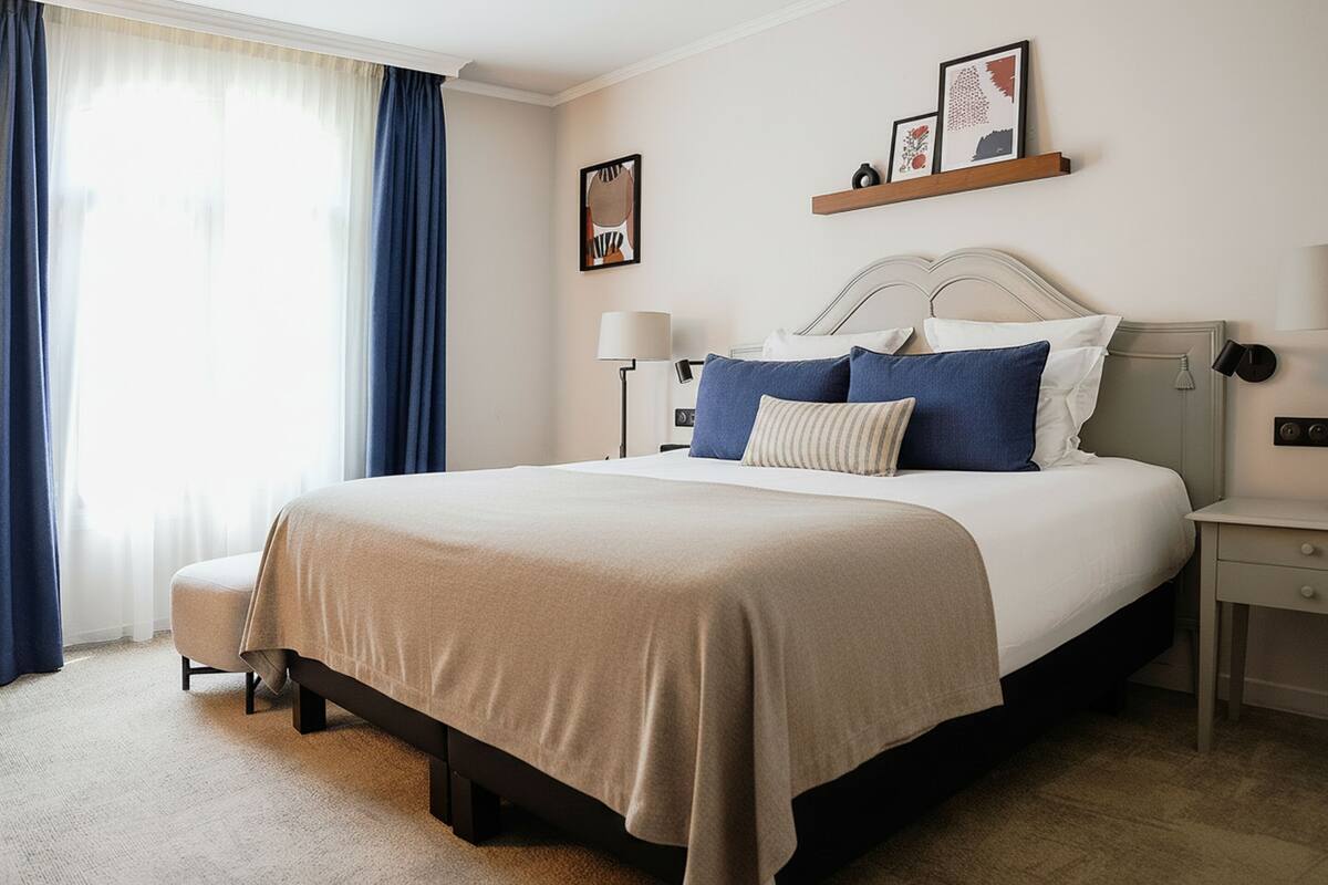 Ropa de cama de alta calidad y minibar 