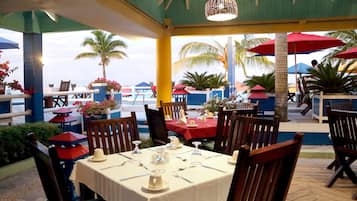 Breakfast, lunch, dinner served; international cuisine, pool views