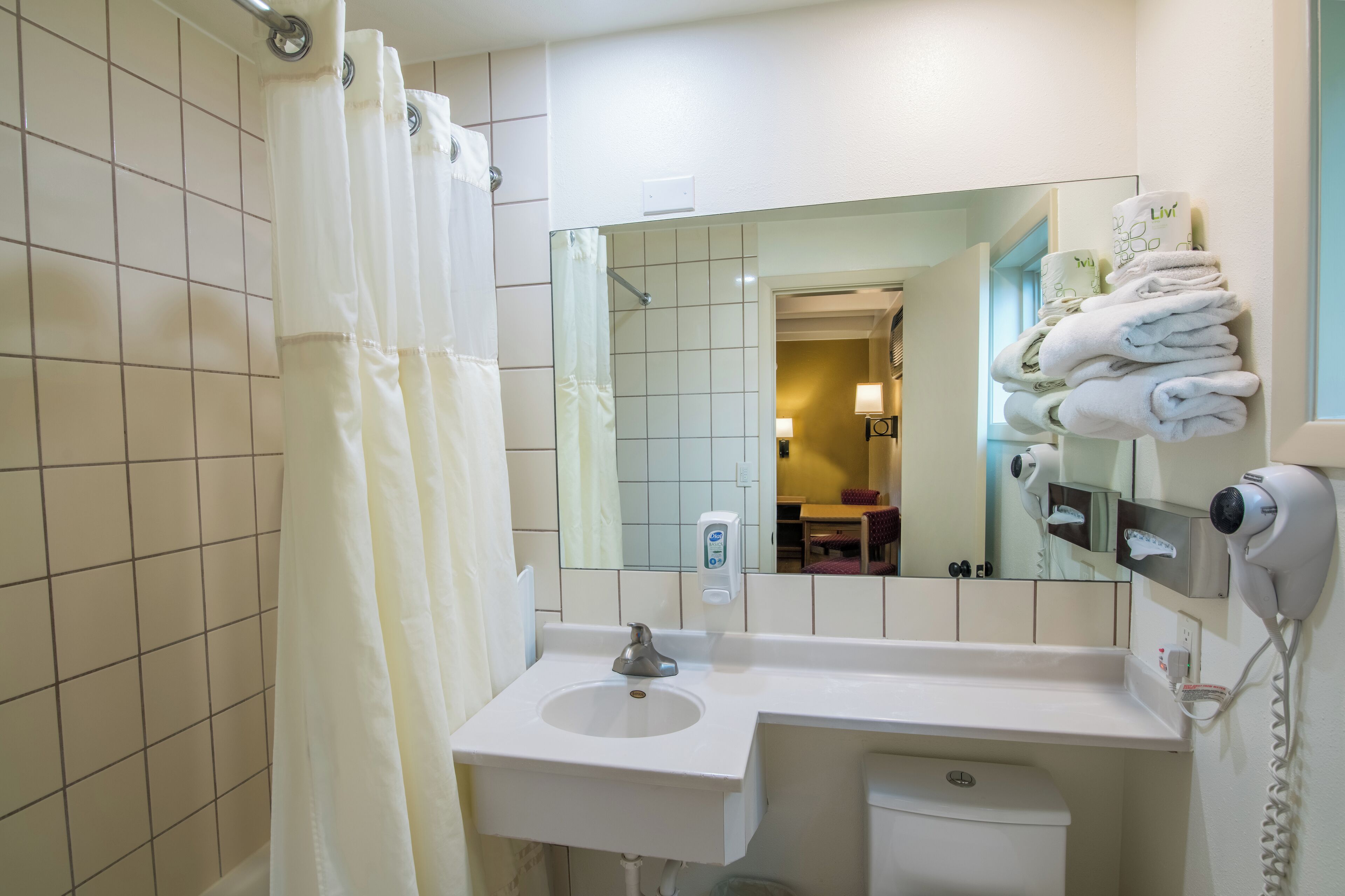 standard room, 1 queen bed | bathroom | combined shower/bathtub, hair dryer, towels