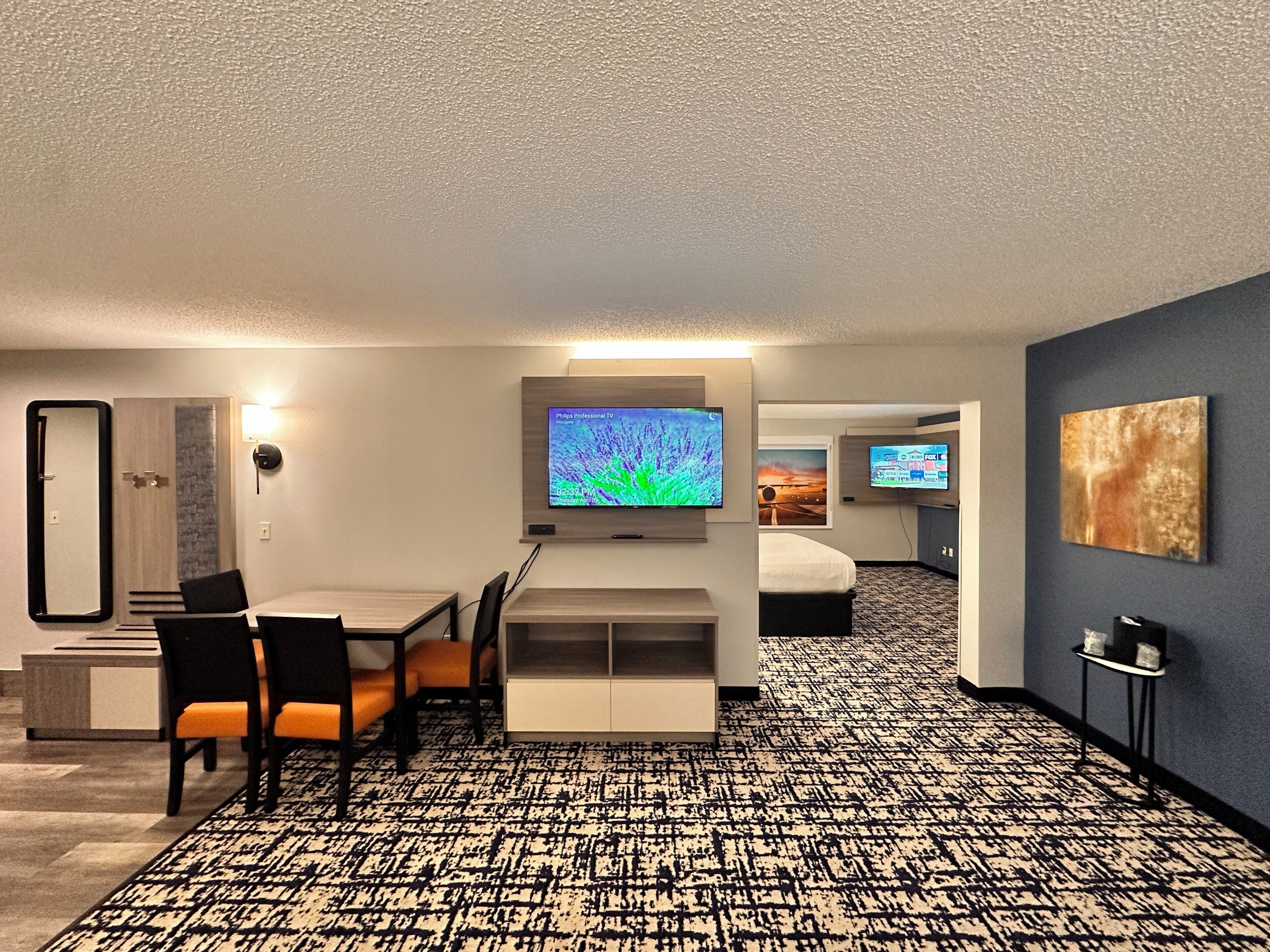 Suite, 1 letto king, non fumatori, frigorifero e microonde (Larger Room;with Sofabed) | Area soggiorno | TV a schermo piatto 54 pollici con canali satellitari