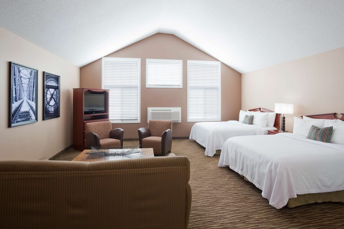 Executive Studio Suite, 2 Queen Beds, Non Smoking | Premium bedding, desk, laptop workspace, blackout drapes