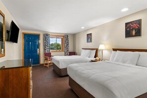 Room, 2 Double Beds, Non Smoking | Desk, free WiFi, bed sheets, alarm clocks