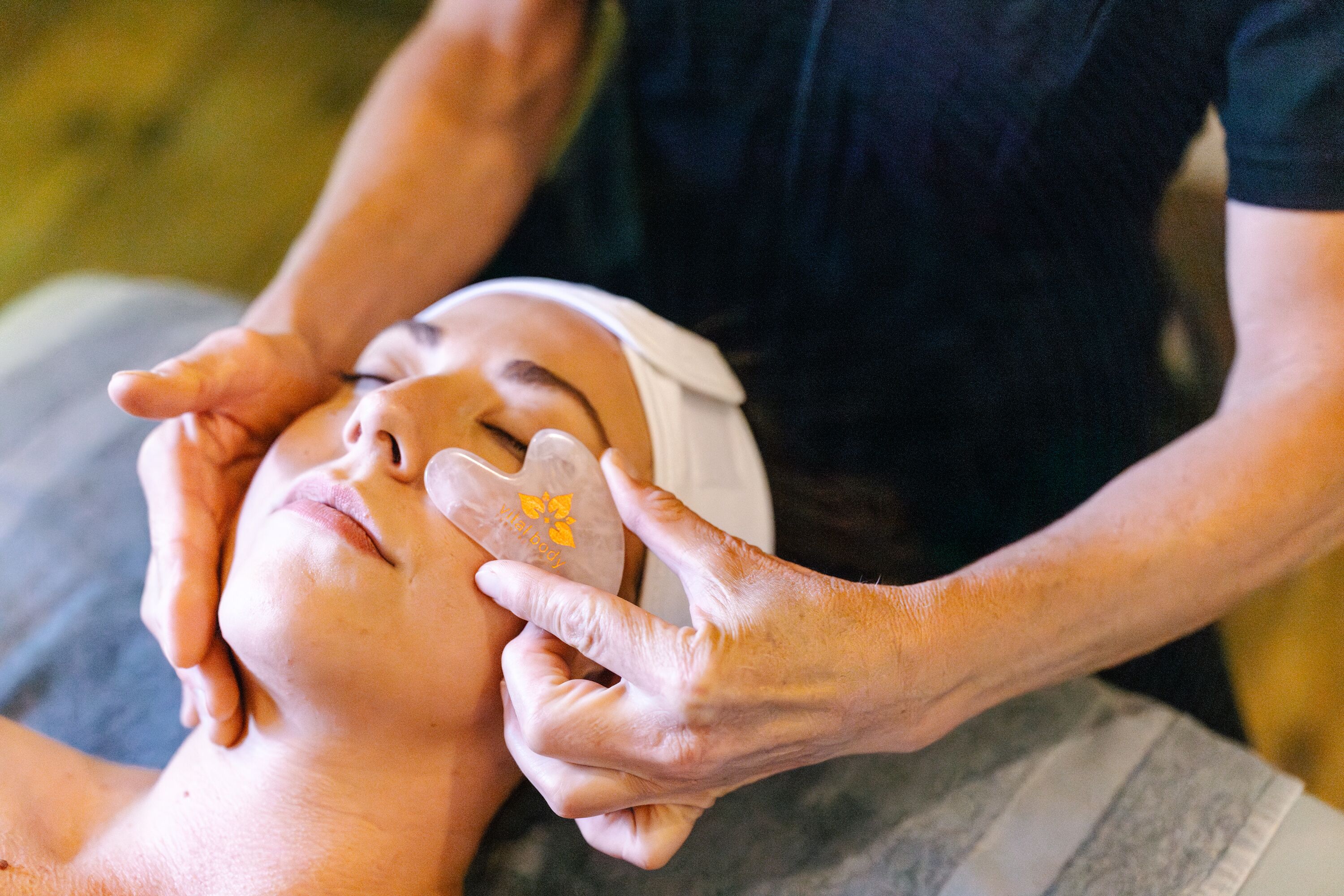 A person receiving a facial treatment.