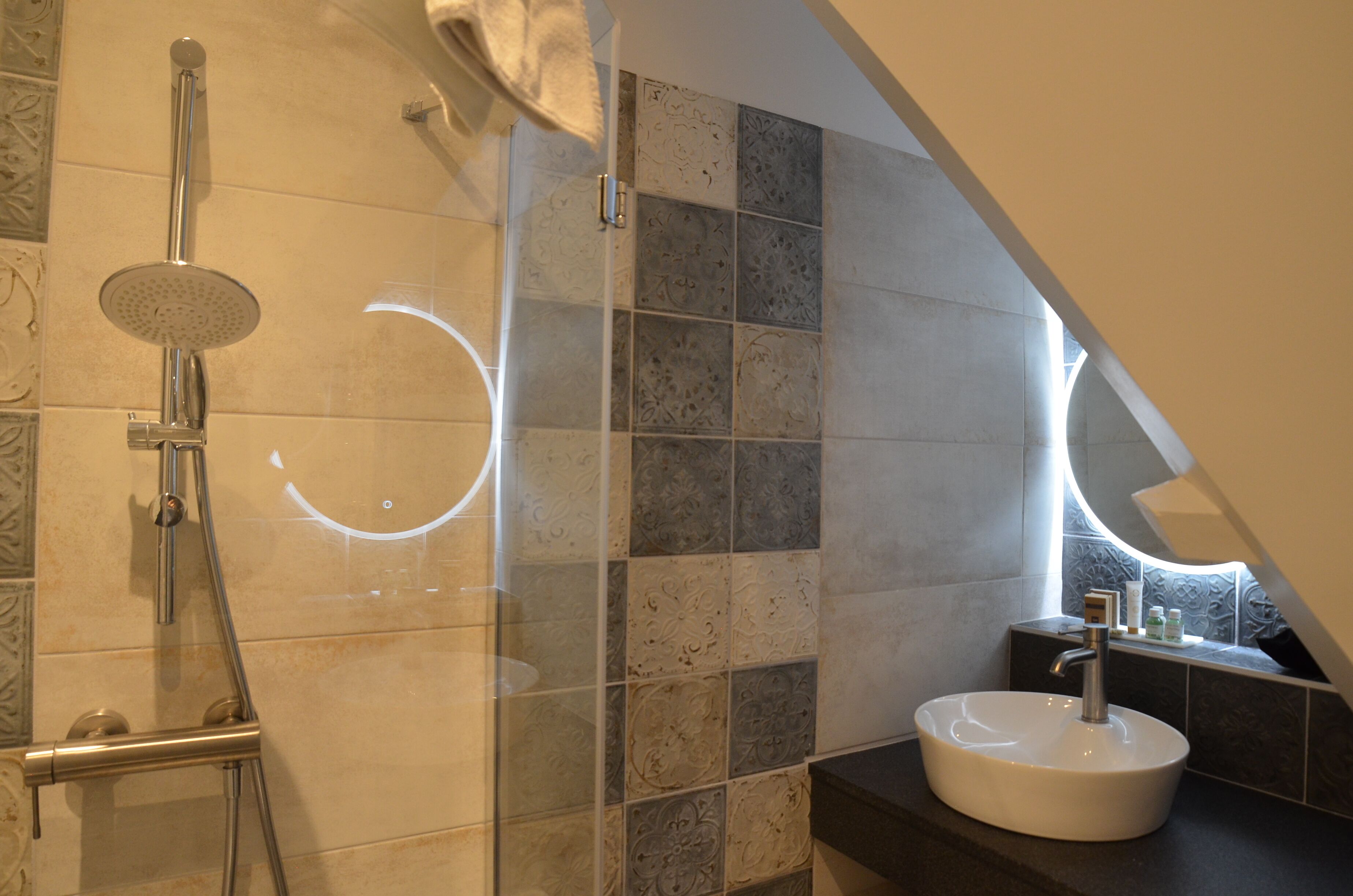 single room | bathroom | hair dryer, bathrobes, towels, shampoo