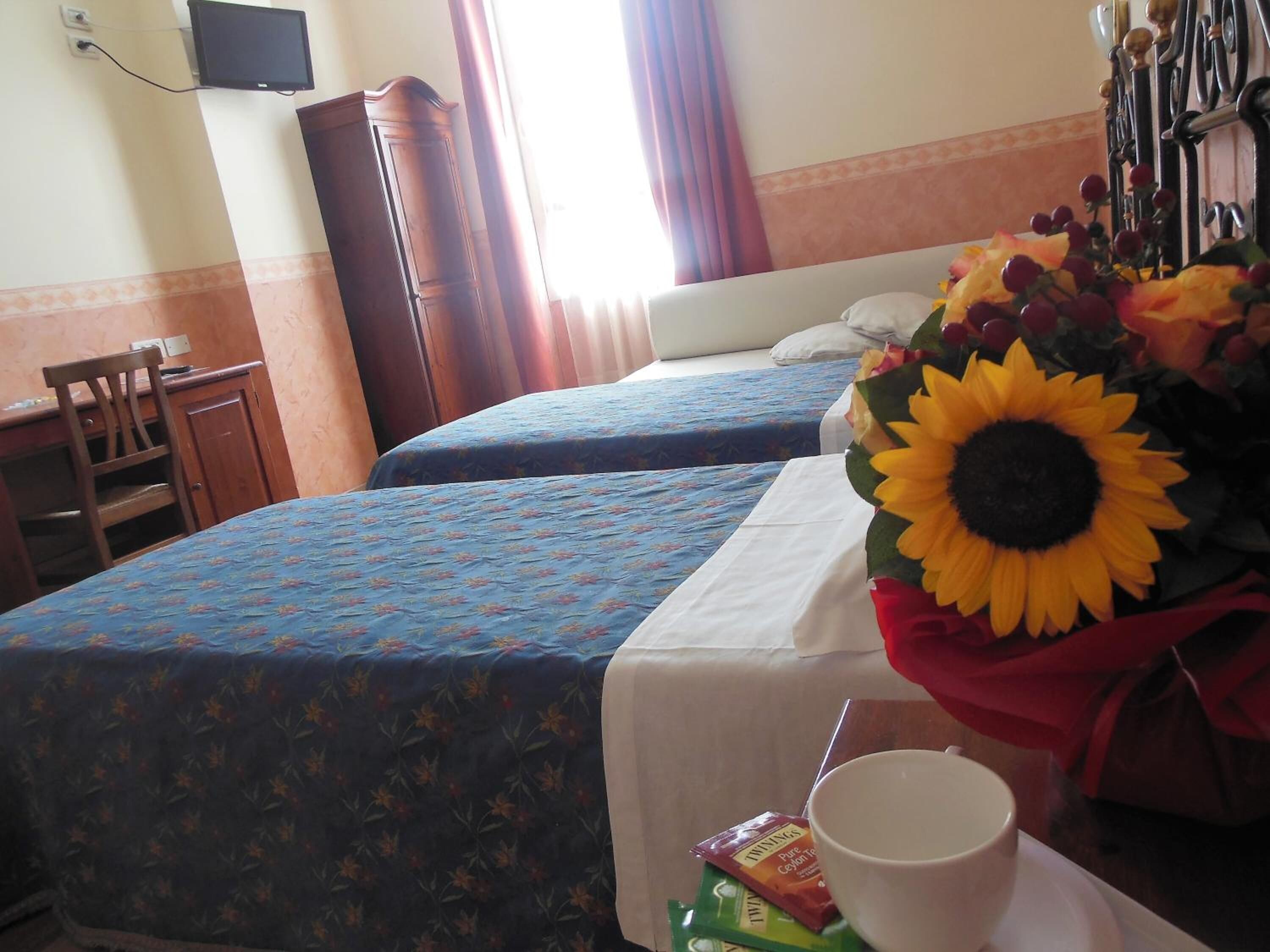 Desk, free WiFi, bed sheets
