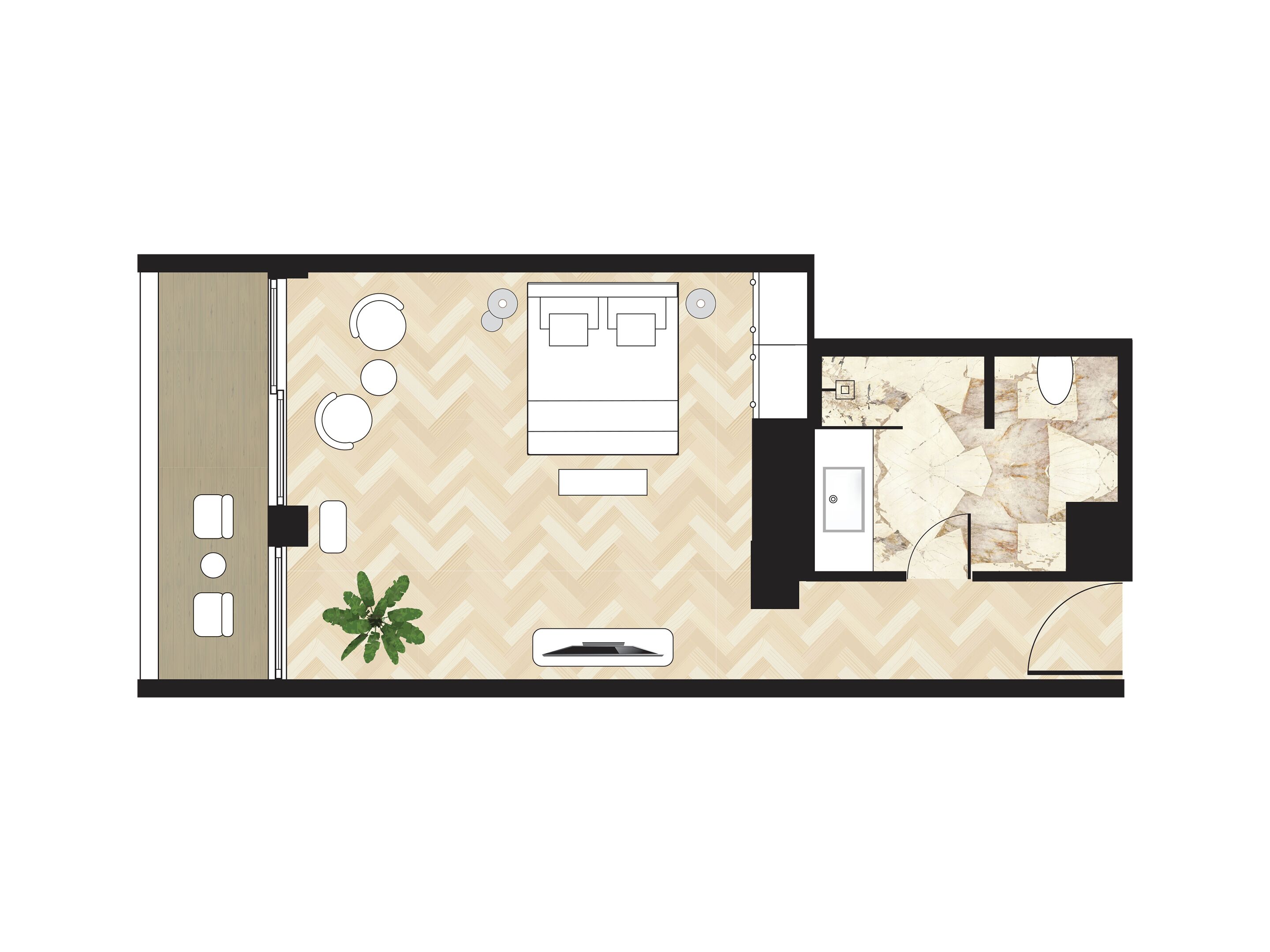 club deluxe room, sea & marina views | floor plan