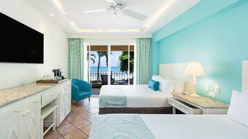 Sunset Ocean View Queen Beds | Premium bedding, minibar, in-room safe, individually decorated