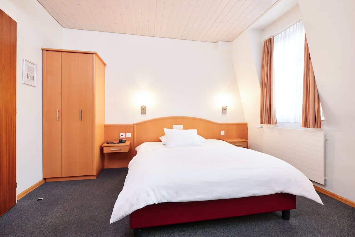 Eenpersoonskamer | Een minibar, een kluis op de kamer, een bureau, verduisterende gordijnen