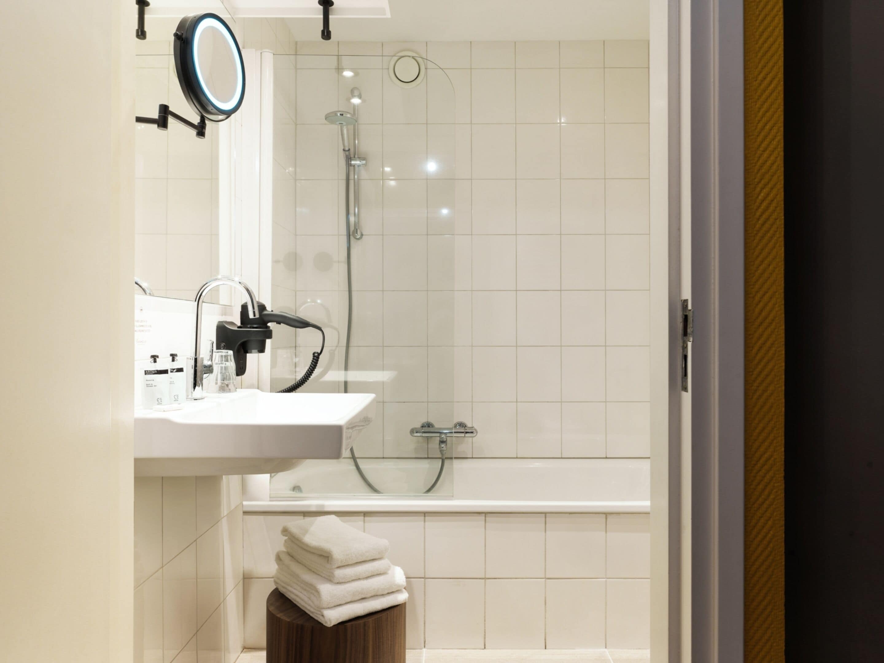 comfort double room | bathroom | shower, rainfall showerhead, hair dryer, towels