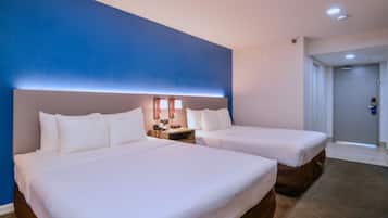 Standard Room, 2 Queen Beds, Non Smoking | Desk, laptop workspace, blackout drapes, iron/ironing board