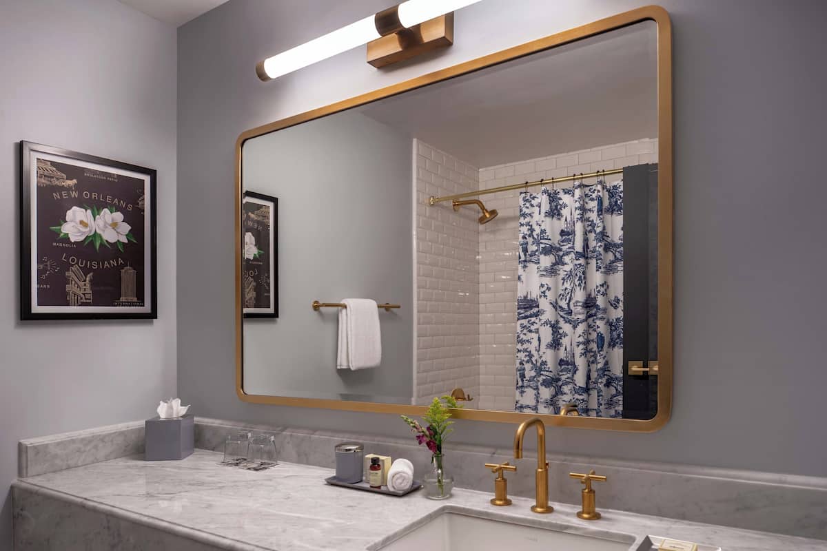 Designer toiletries, hair dryer, bathrobes, towels