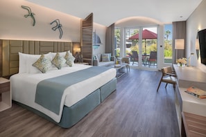Garden Terrace Junior Suite, Dedicated Pool & Private Beach Access | Premium bedding, down duvets, memory-foam beds, minibar
