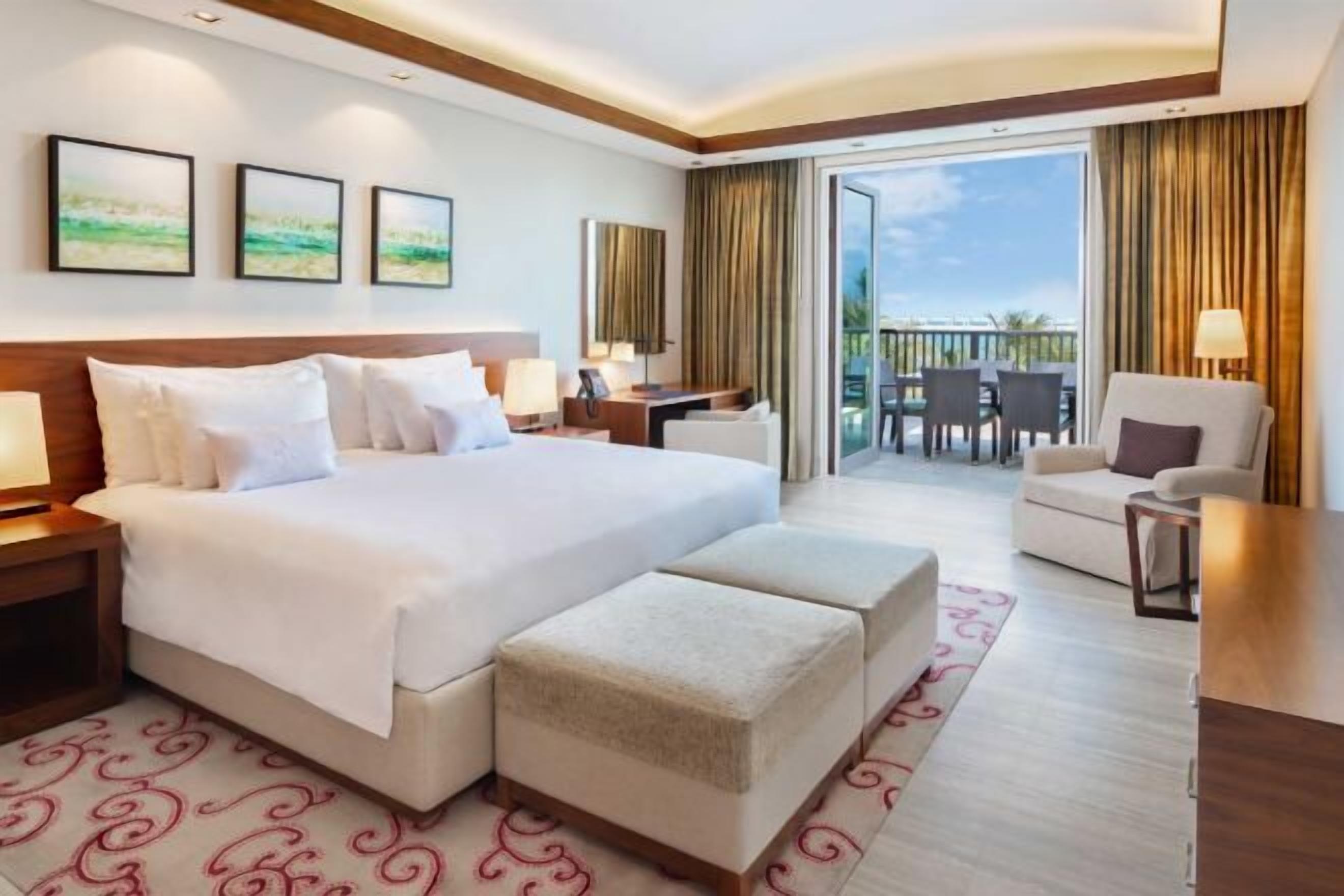 Premium bedding, down comforters, memory foam beds, minibar