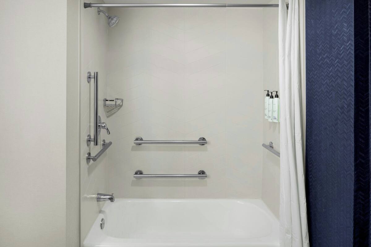 Premium bedding, down comforters, desk, laptop workspace