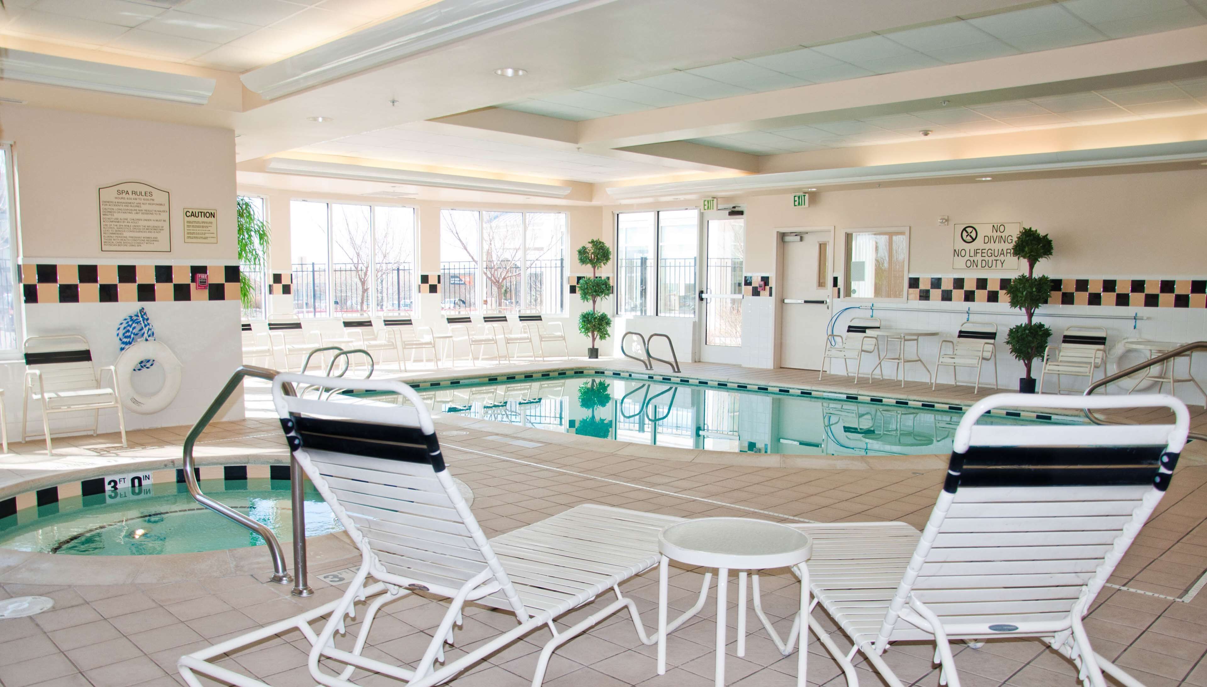 indoor pool, open 6 am to 11 pm, pool loungers