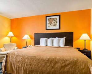 Room, 1 King Bed | Desk, iron/ironing board, free cribs/infant beds, rollaway beds