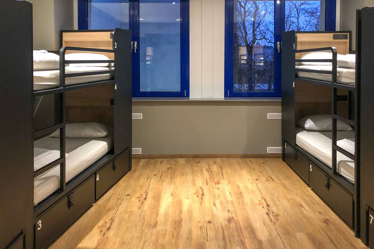 Blackout drapes, WiFi (free), bed sheets