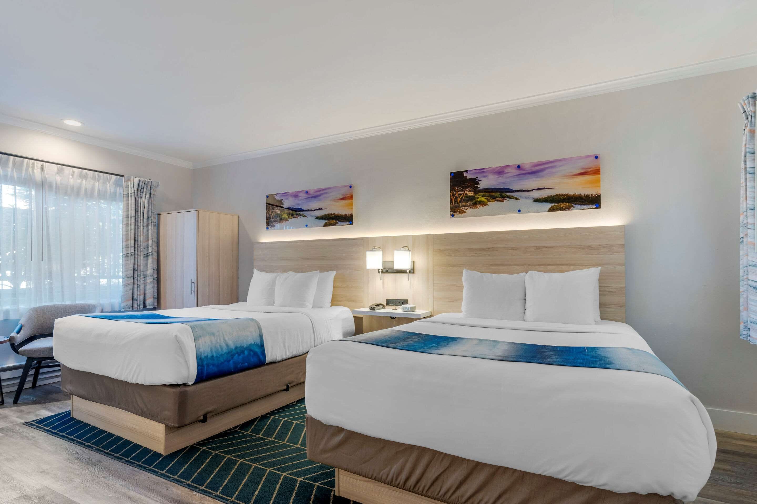 room, 2 queen beds, non smoking | in-room safe, desk, laptop workspace, blackout curtains