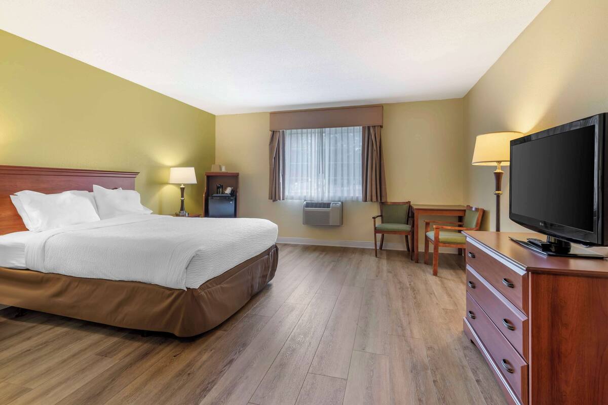 Standard Room, 1 Queen Bed, Accessible, Bathtub (Bathtub) | Premium bedding, desk, laptop workspace, blackout drapes