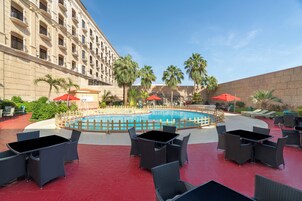 Outdoor pool, sun loungers