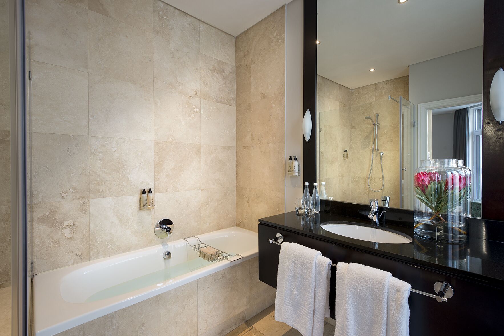 free toiletries, hair dryer, towels, soap