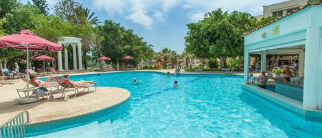 2 outdoor pools, open 6:30 AM to 7:00 PM, pool umbrellas, pool loungers