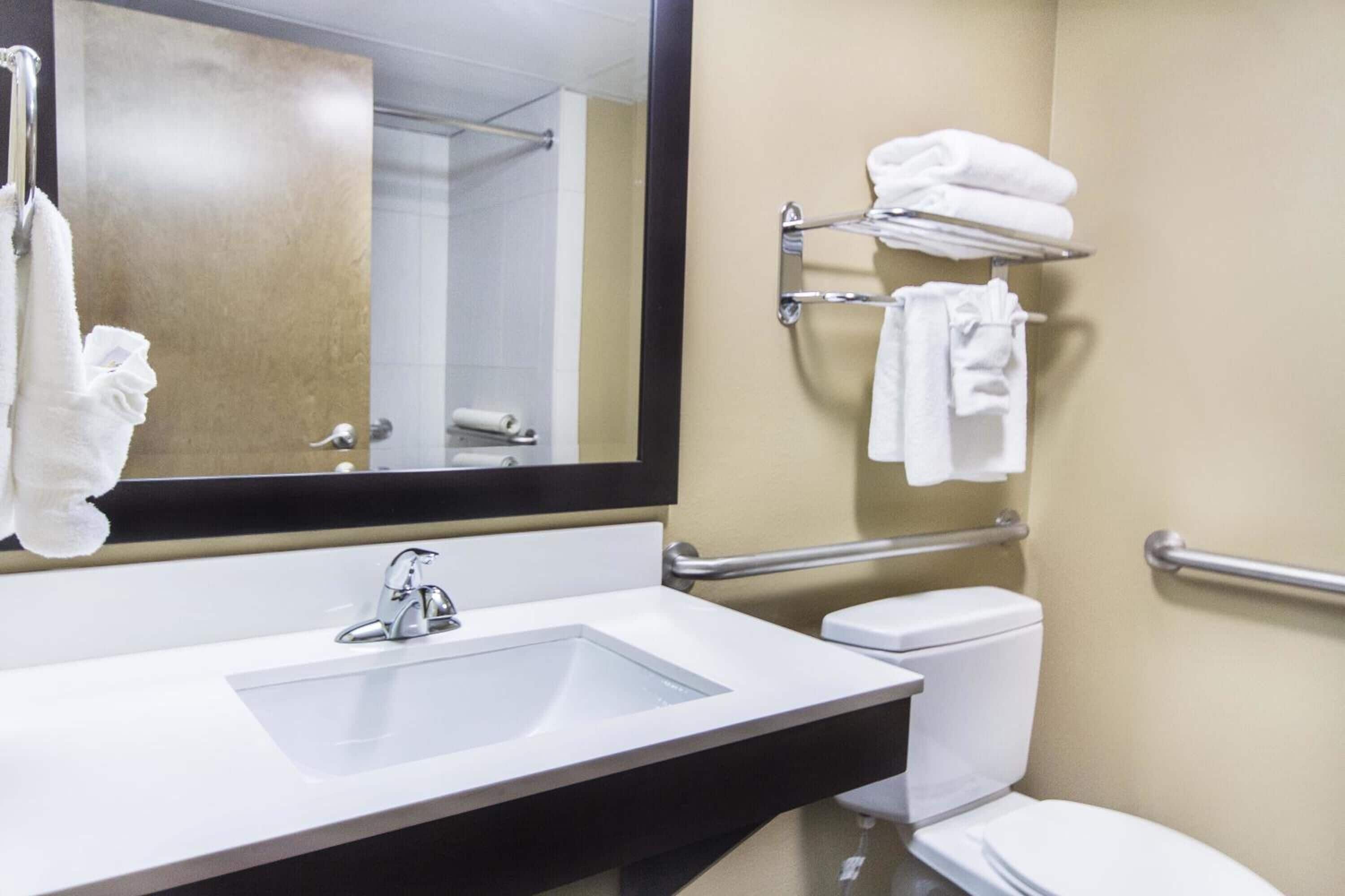 free toiletries, hair dryer, towels