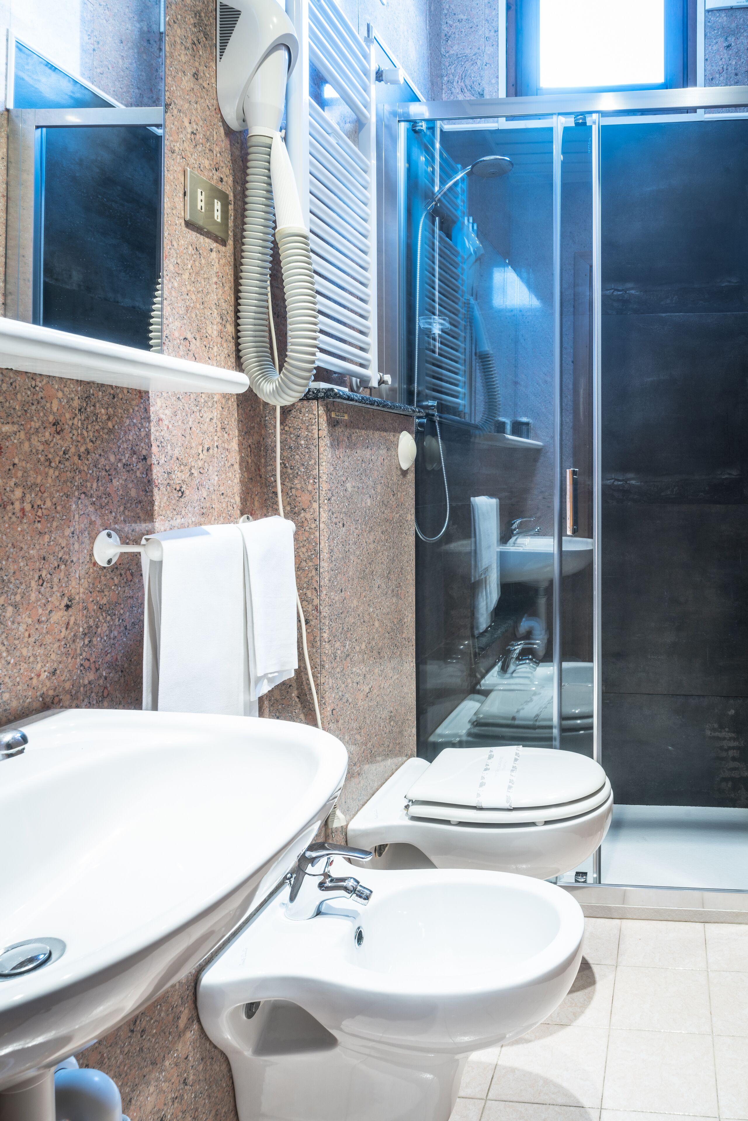 single room | bathroom | separate bathtub and shower, hair dryer, towels