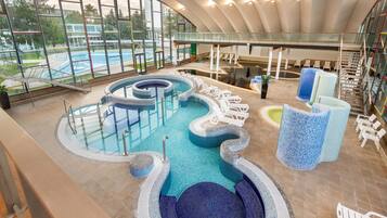 2 indoor pools, outdoor pool, pool loungers