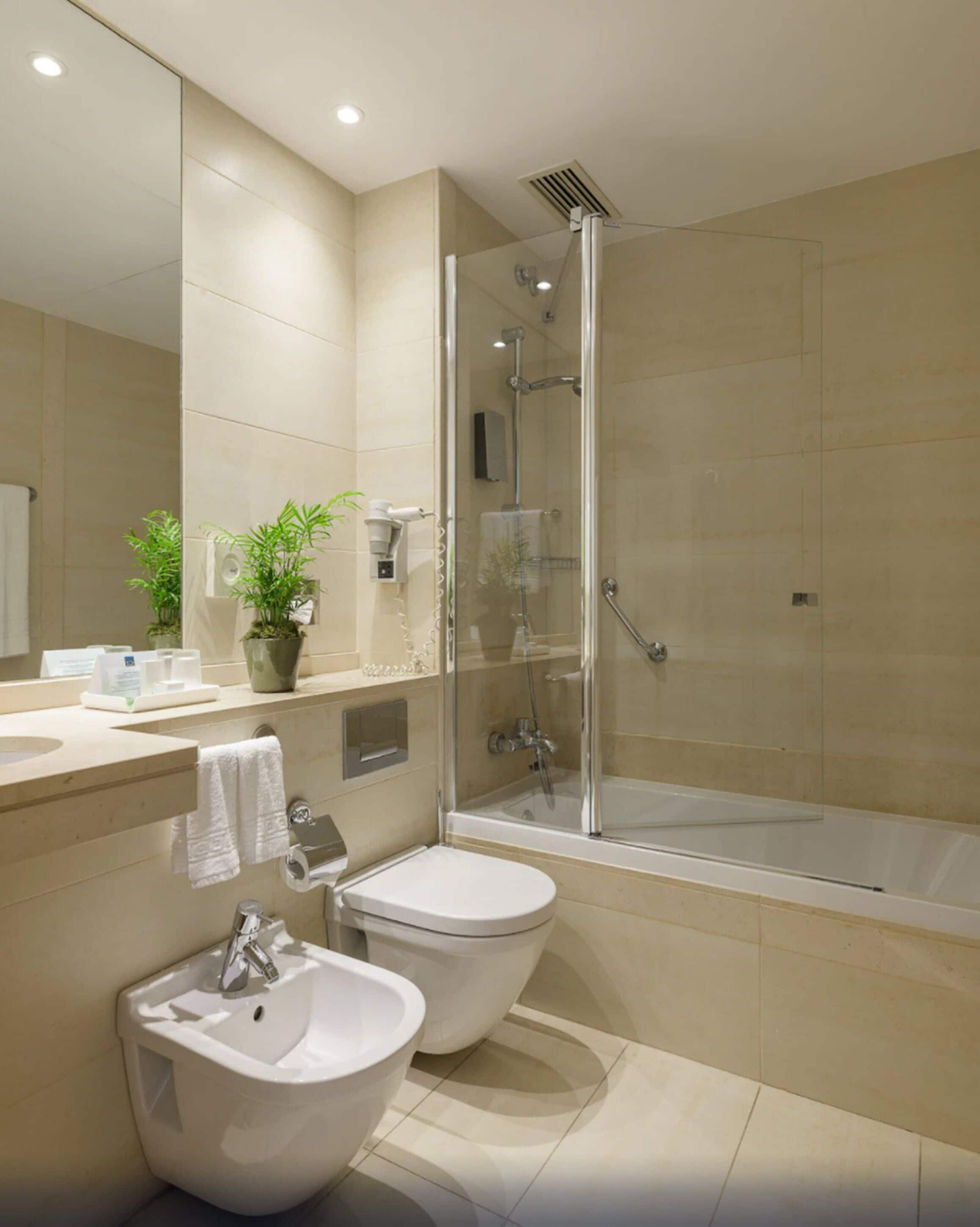 free toiletries, hair dryer, towels