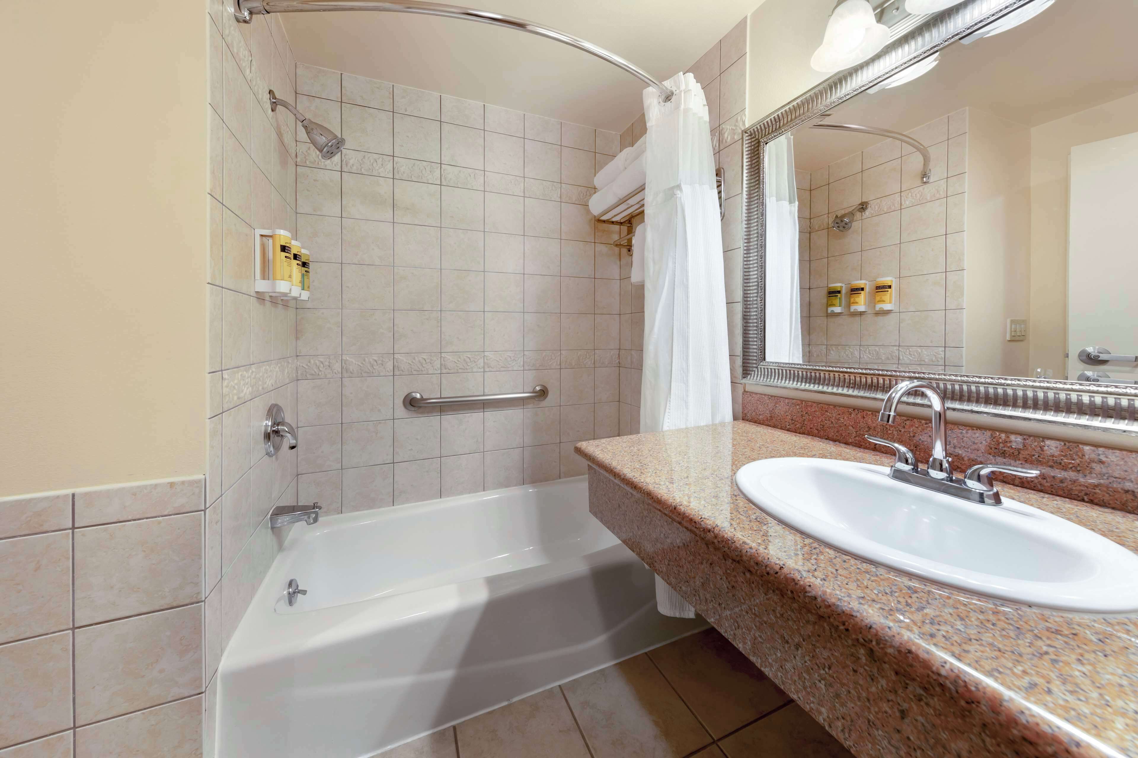 free toiletries, hair dryer, towels