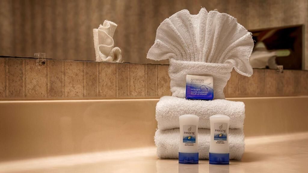 Bathroom amenities | Free toiletries, hair dryer, towels